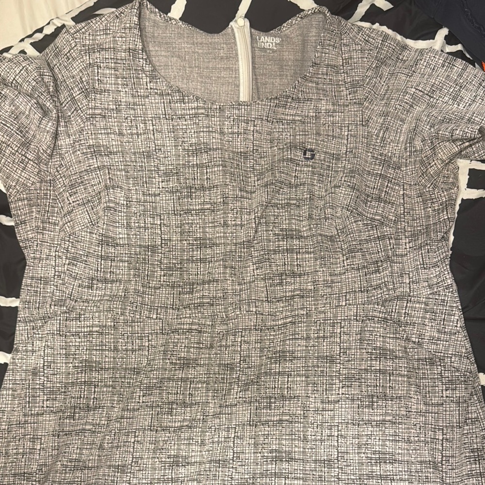 Chase Lands' End Women's Gray Patterned Dress